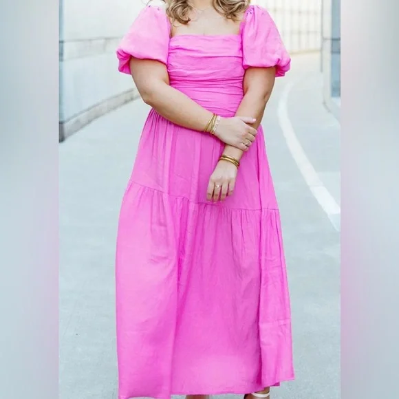 Hello Molly Pink Midi Dress - Picture 2 of 4